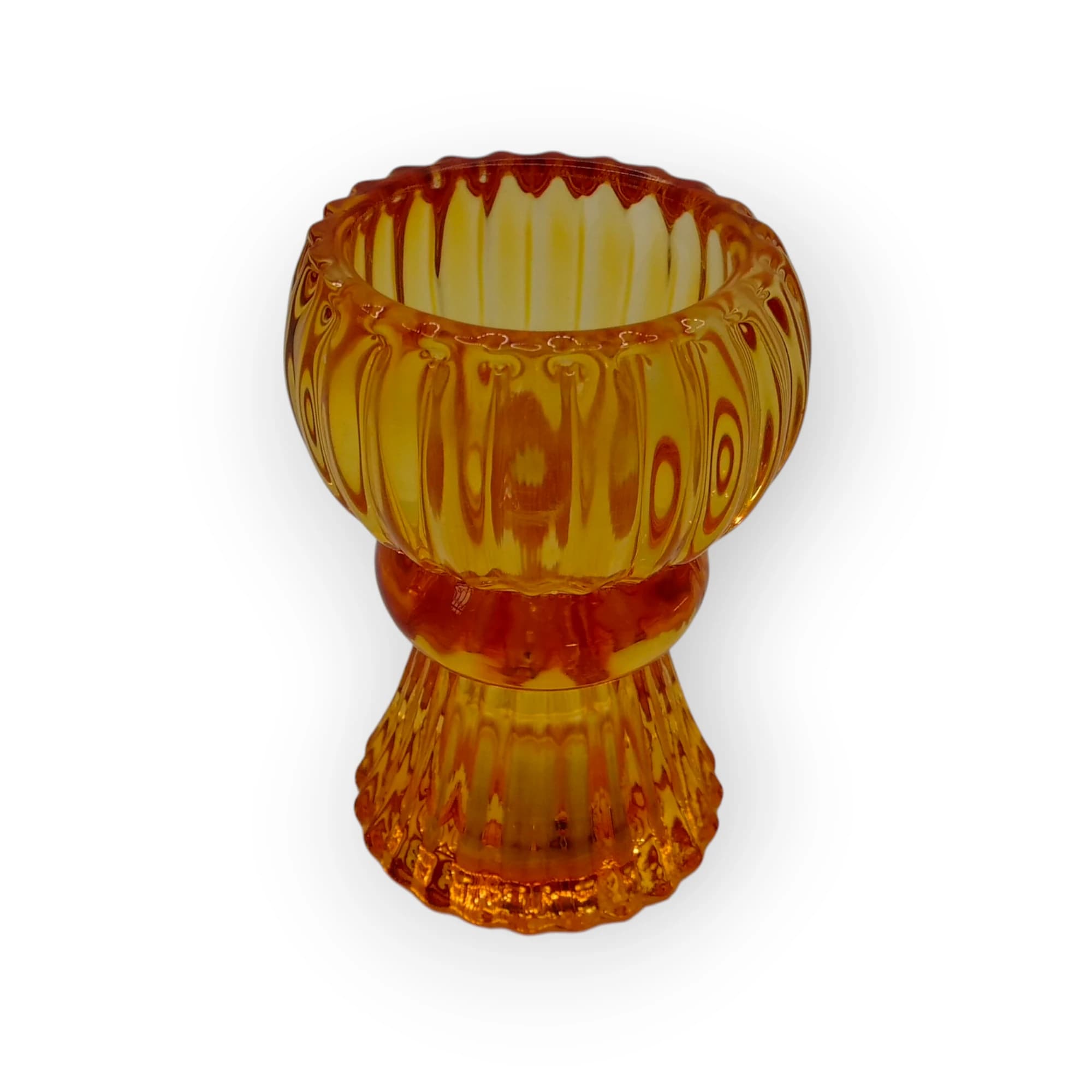 Glass Ribbed Candle - Gold
