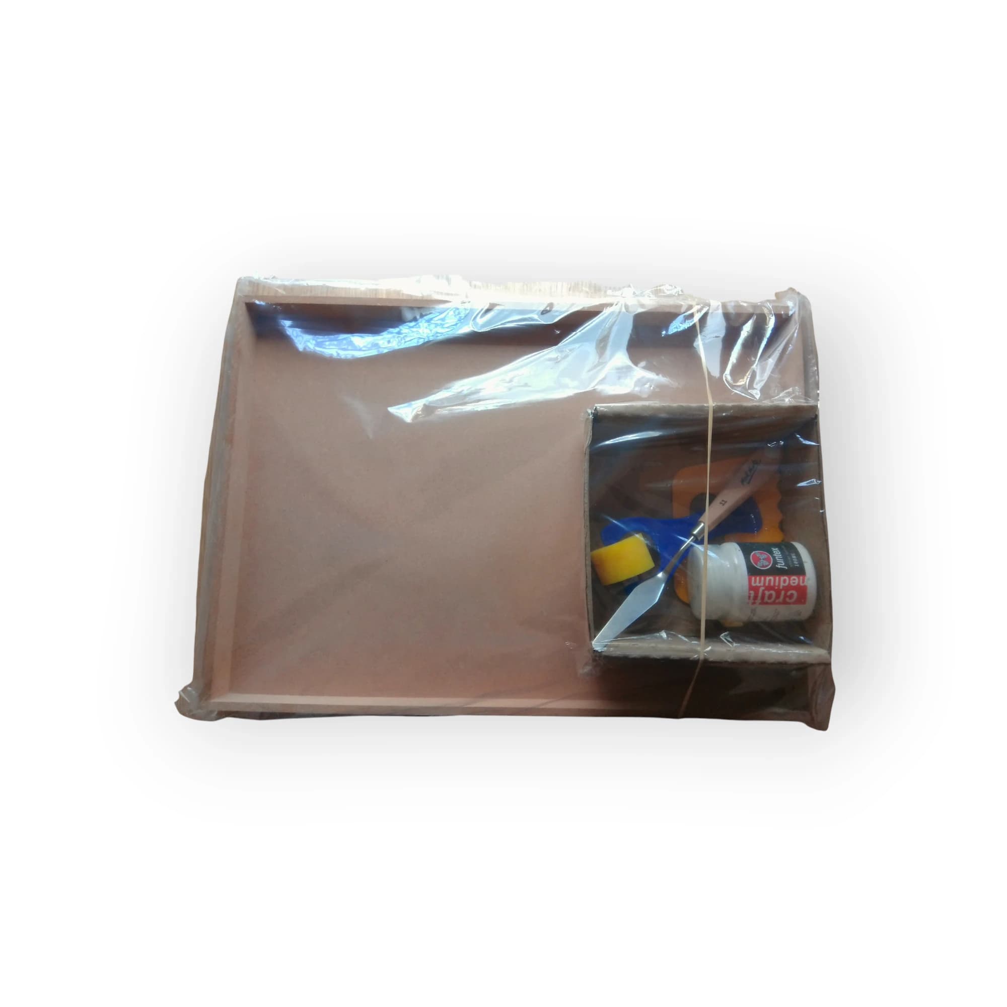 Wooden Tray Canvas + Funtex + Sponge Roller + Pallet Knife + Texture Comb